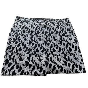 Lane Bryant Women's Size 28 Black Gray Skirt Lace Slit Elastic Waist Zipper